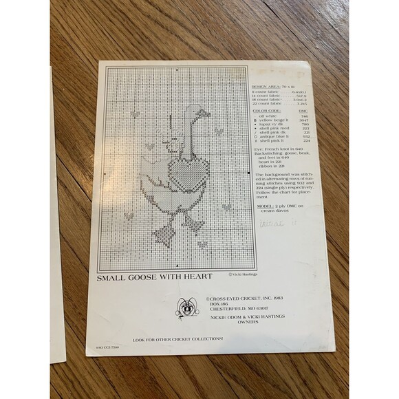 2X The Cricket Collection Small Goose Heart 5 6 Welcome Set VTG Country 80 Prim - Picture 6 of 8